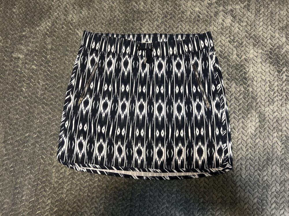 Athleta Reflection Skort Womens Small Black White Ikat Print Drawstring Athletic